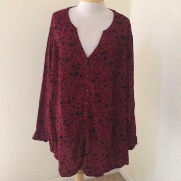 Torrid 5X star print front button long sleeve top. - Picture 1 of 9